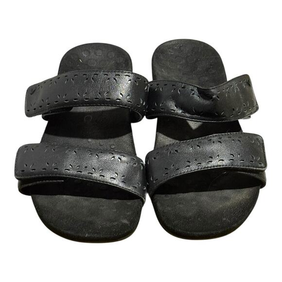 Vionic Belize Black Leather Orthotic Slide Sandals Women's Size 8 Adjustable - Picture 3 of 8